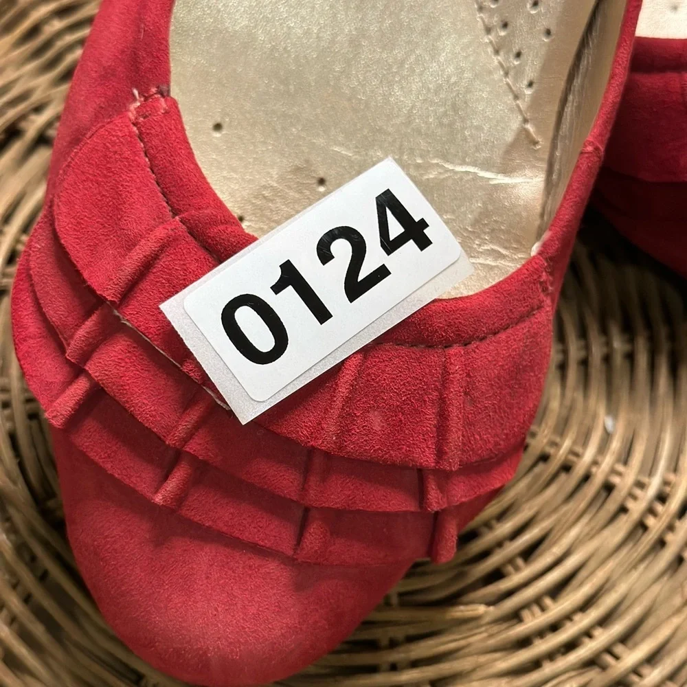 L.L. Bean Women's Red Suede Ruffle Shoes - Picture 9 of 9